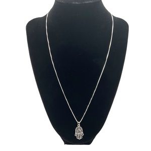 Hamsa - Hand of Fatima Charm with Box Chain
